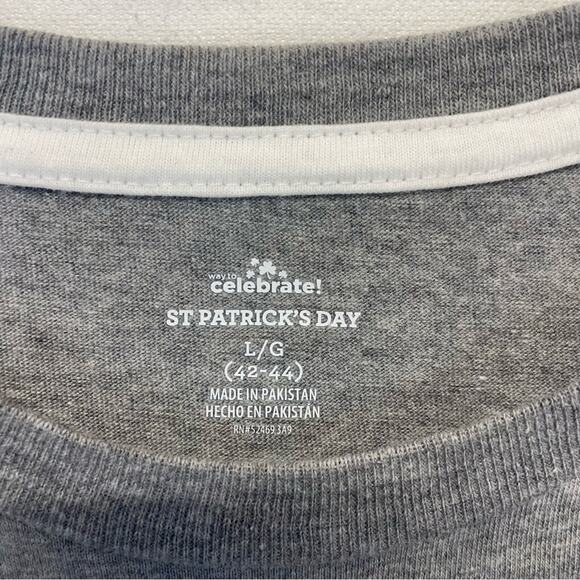 Ireland Clover graphic tee short sleeve gray St Patrick’s Day tee Size Large - Picture 4 of 6